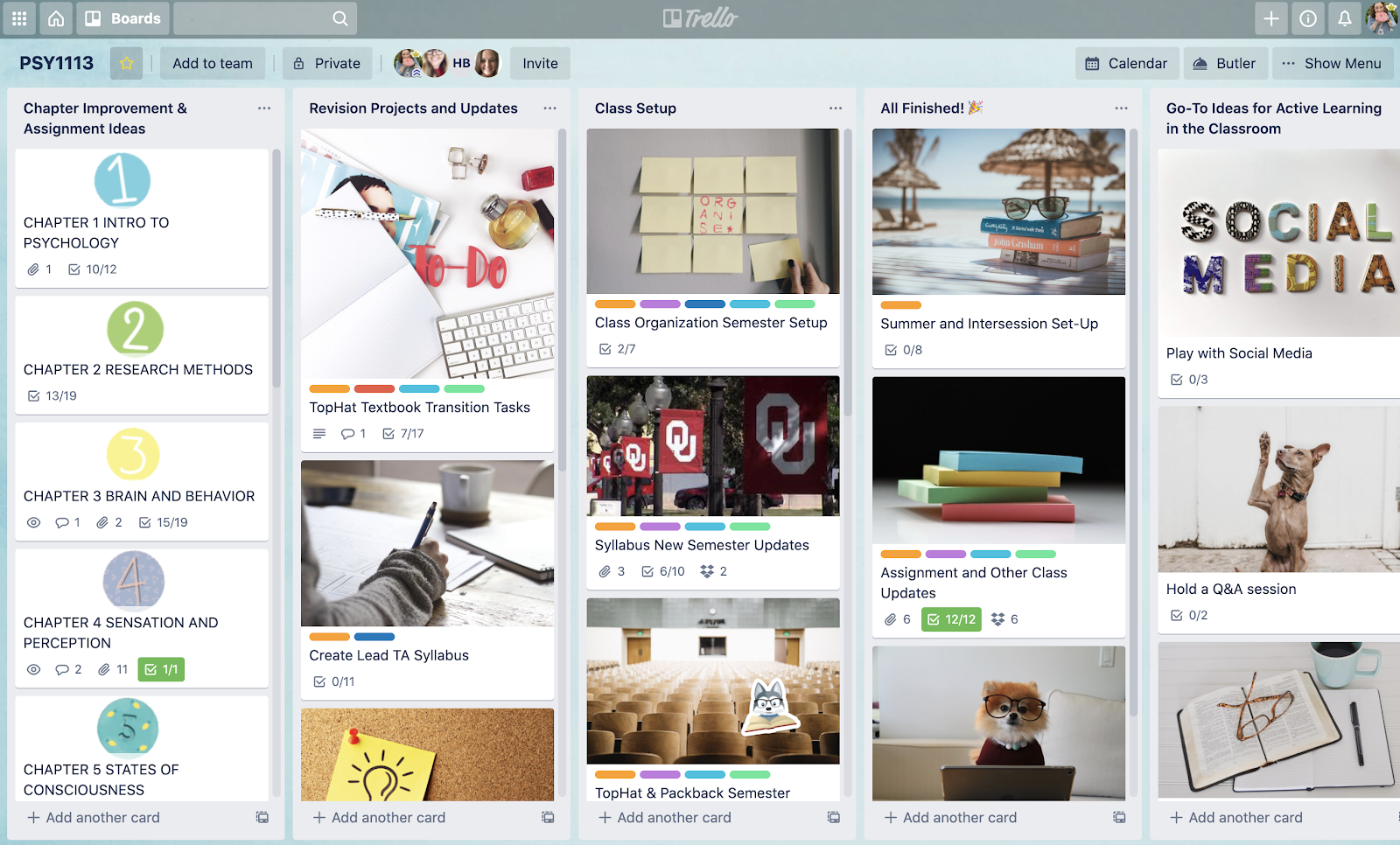 Screenshot of Trello board